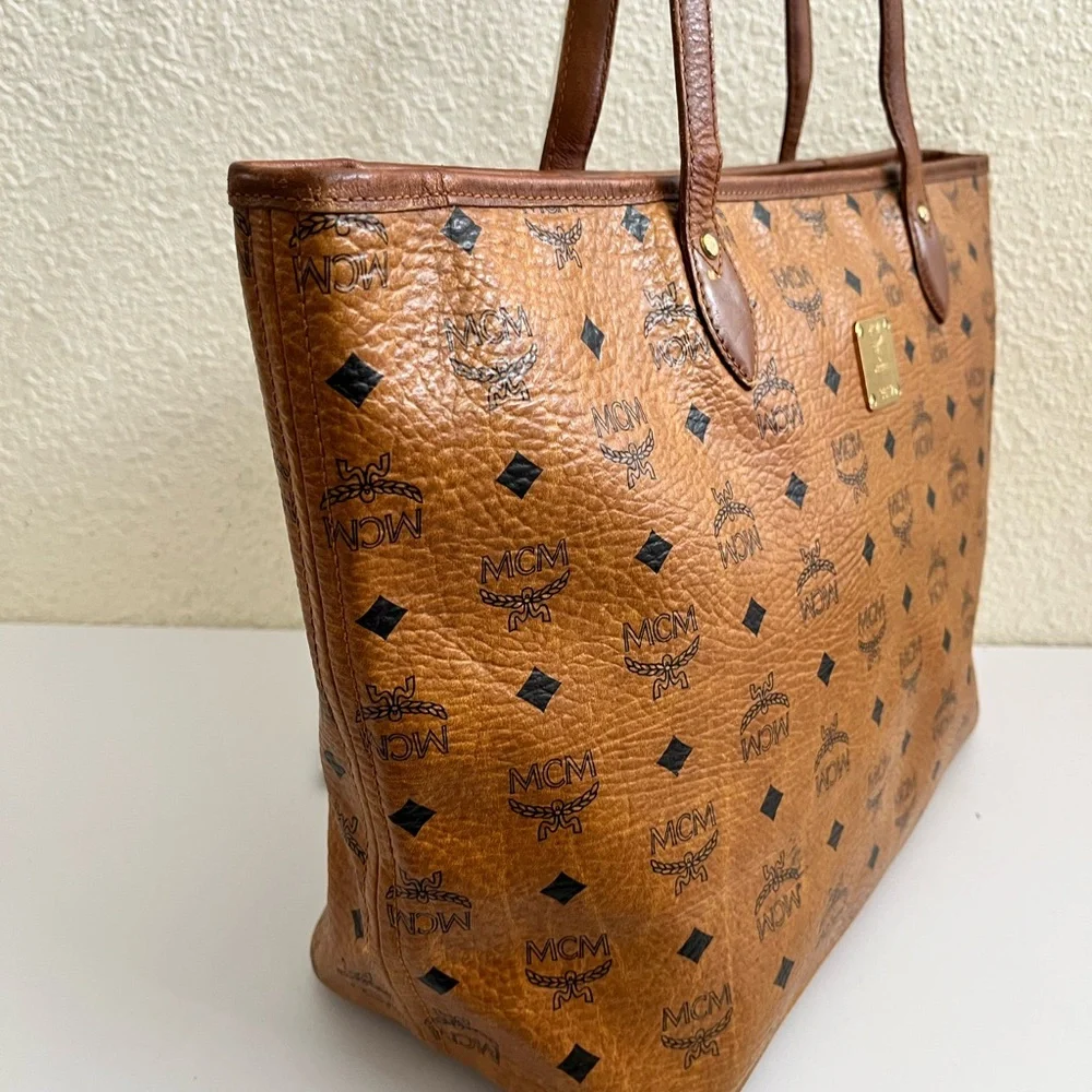 MCM Brown Logo Tote Bag - Picture 9 of 12